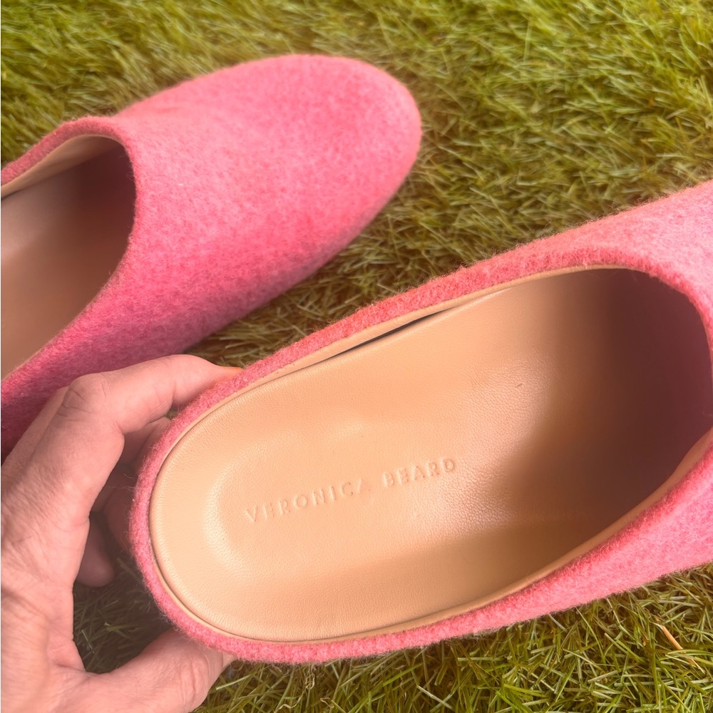 Veronica Beard Flamingo Pink Wool Mules woman’s size 8 - Picture 3 of 9